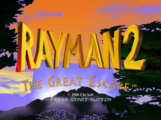 Rayman 2 The Great Escape title screen for Sega Dreamcast